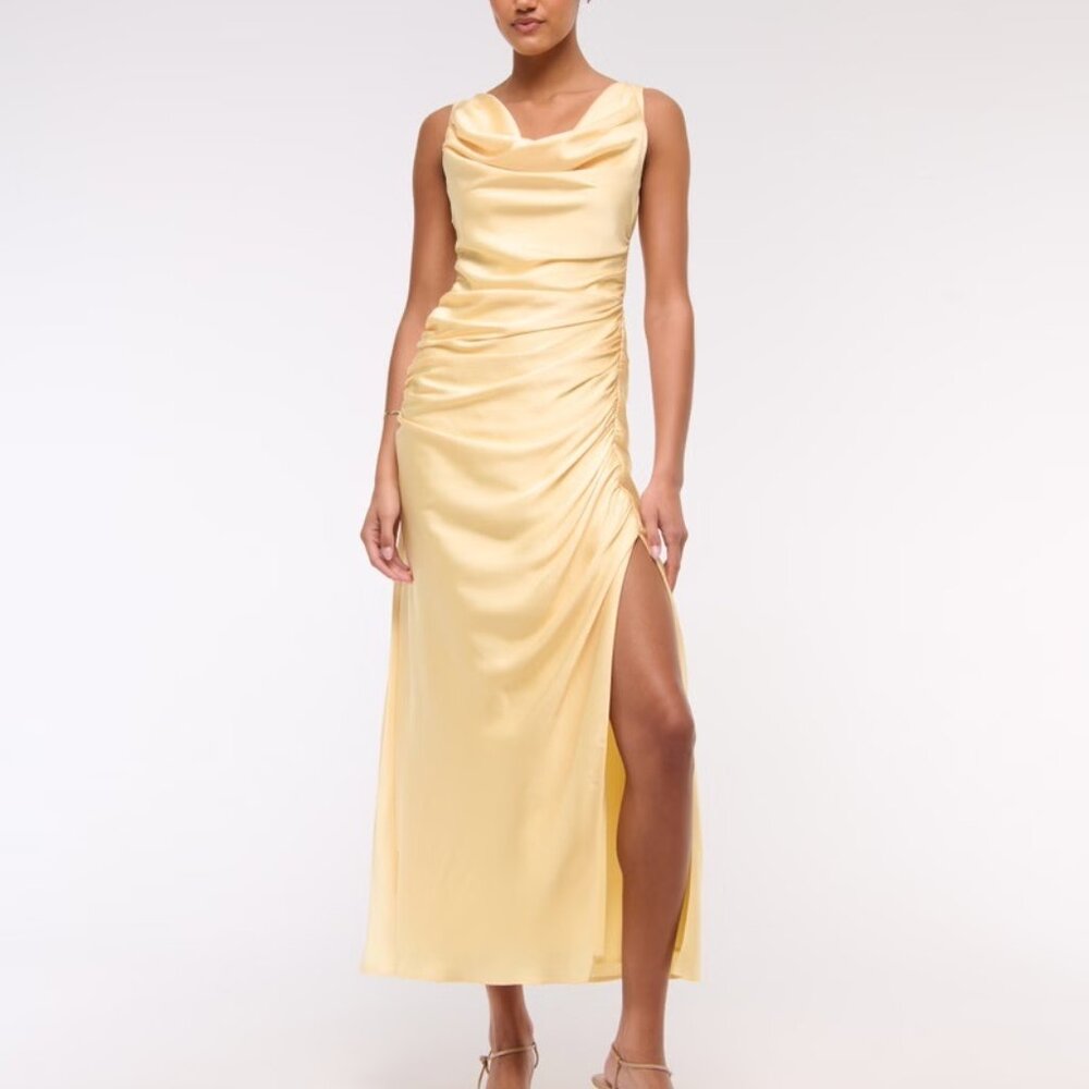 Abercrombie & Fitch Cowl Neck Draped Maxi Dress
